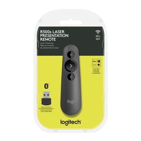 Logitech r500s pointeur laser dual (usb+bto) s/fil 20m pc/mac * gris