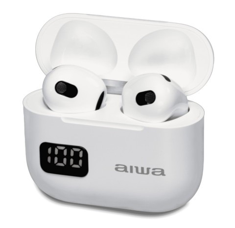 Aiwa etws-150bk oreillettes s/fil bluetooth +boîtier charge * blanc