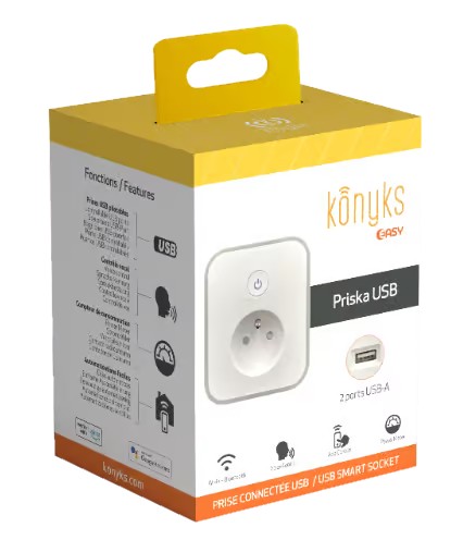 Konyks priska usb prise wi-fi+bluetooth 16a avec 2 prises usb a