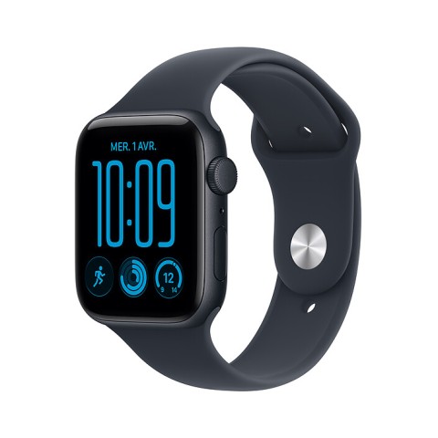 Apple watch se 3 gps 44 mm aluminium minuit bracelet sport bleu marine m/l