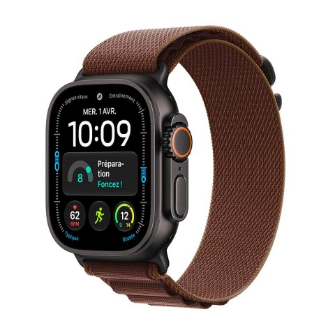Apple watch ultra 4 gps + cellular 49 mm titane noir boucle alpine bordeaux m